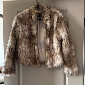 Fashion Nova Faux Fur Jacket - Brown